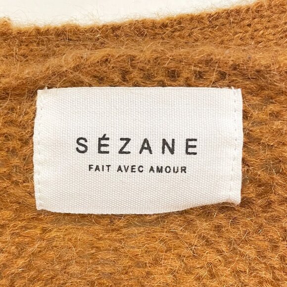 Rare! EUC Sezane Dereck Mohair Merino Cardigan Brown Large - Picture 4 of 7